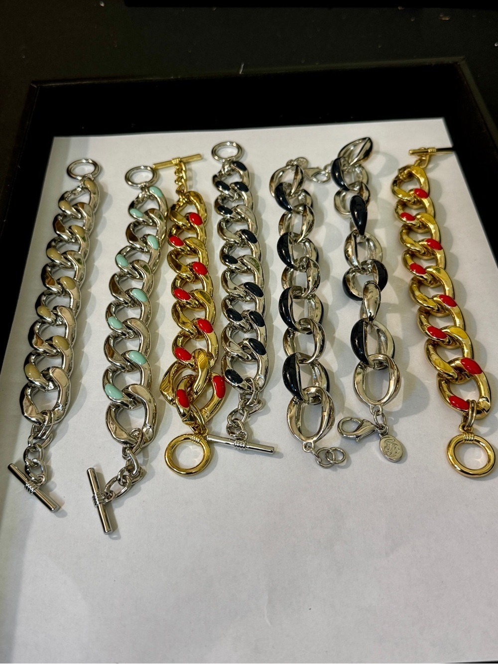 Tommy Bahama Mixed Metal Chain Bracelets with Red and Mint Accents